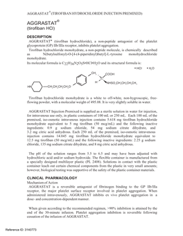 Aggrastat (Tirofiban Hydrochloride Injection Premixed)