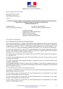 PRÉFET DE LA HAUTE-GARONNE Arrêté Inter-Préfectoral Délivrant L