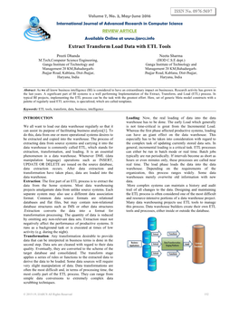 Extract Transform Load Data with ETL Tools