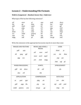 Lesson 2 – Understanding File Formats