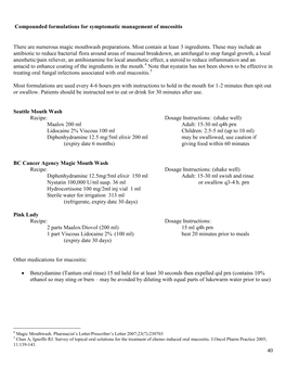 40 Compounded Formulations for Symptomatic Management Of