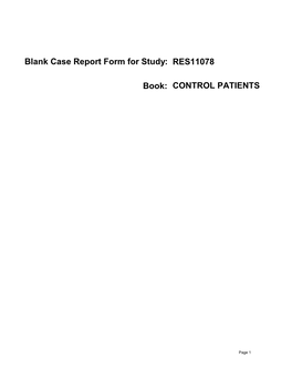 RES11078 CONTROL PATIENTS Book: Blank Case Report