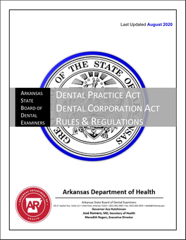 Dental Practice Act Dental Corporation Act Rules &Regulations