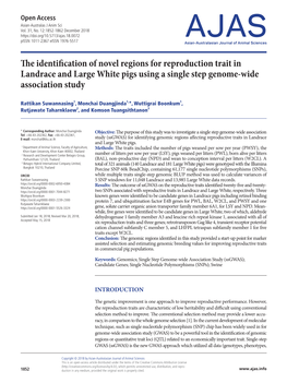 The Identification of Novel Regions for Reproduction Trait in Landrace and Large White Pigs Using a Single Step Genome-Wide Association Study