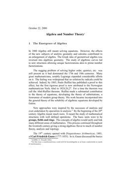 Algebra and Number Theory1
