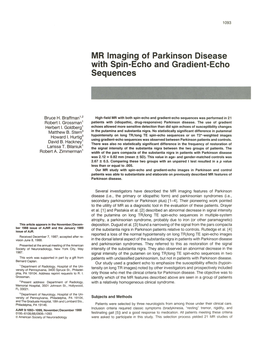 MR Imaging of Parkinson Disease with Spin-Echo and Gradient-Echo Sequences