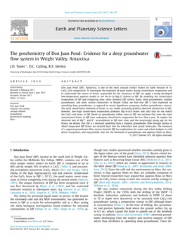 The Geochemistry of Don Juan Pond: Evidence for a Deep Groundwater ﬂow System in Wright Valley, Antarctica ∗ J.D