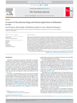 A Review of the Pharmacology and Clinical Application of Alfaxalone in Cats Leon N