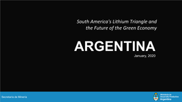 South America's Lithium Triangle and the Future of the Green Economy ARGENTINA January, 2020