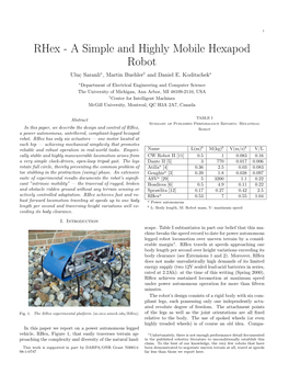 Rhex - a Simple and Highly Mobile Hexapod Robot Uluc