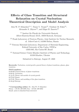 Effects of Glass Transition and Structural Relaxation on Crystal