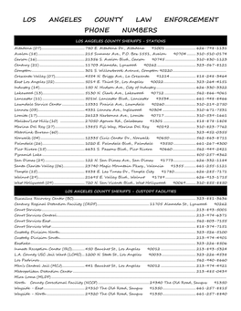 Los Angeles County Law Enforcement Phone Numbers