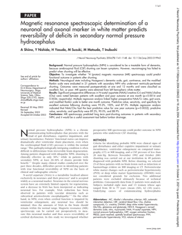 Magnetic Resonance Spectroscopic Determination of a Neuronal And