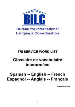 Glossaire De Vocabulaire Interarmées Spanish -- English -- French Espagnol