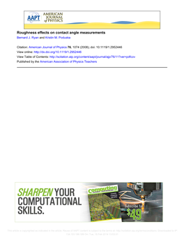 Roughness Effects on Contact Angle Measurements Bernard J