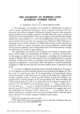 The Geometry of Numbers Over Algebraic Number Fields