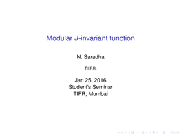 Modular J-Invariant Function