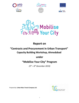 Report on “Contracts and Procurement in Urban Transport” Capacity Building Workshop, Ahmedabad Under