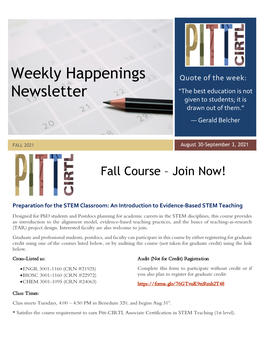 Weekly Happenings Newsletter