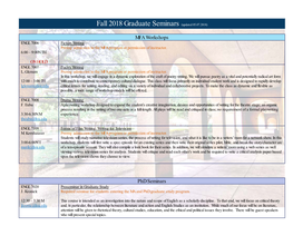 Fall 2018 Graduate Seminars (Updated 05.07.2018)