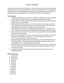 At Home Tenebrae Instructions