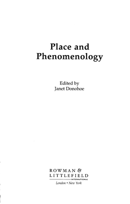 Place and Phenomenology