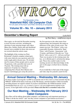 The WROCC 30.10 – January 2013