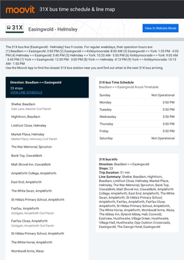 31X Bus Time Schedule & Line Route