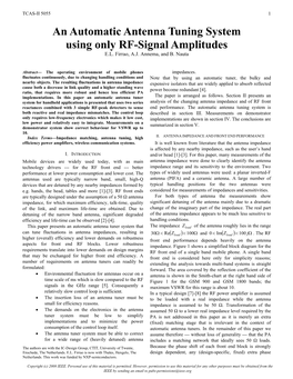 An Automatic Antenna Tuning System Using Only RF-Signal Amplitudes E.L