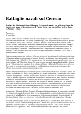 Settimanale Di Migros Ticino Battaglie Navali Sul Ceresio