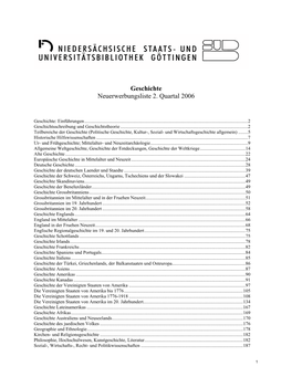 Geschichte Neuerwerbungsliste 2. Quartal 2006