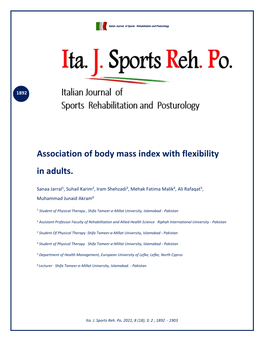 Association of Body Mass Index with Flexibility in Adults