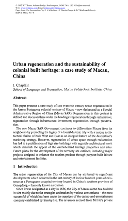 A Case Study of Macau, China
