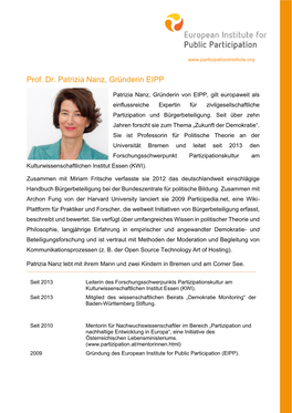 Prof. Dr. Patrizia Nanz, Gründerin EIPP
