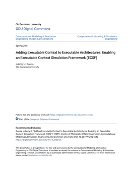 Enabling an Executable Context Simulation Framework (ECSF)