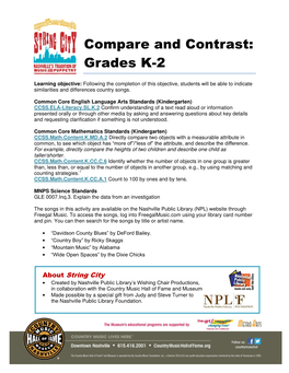 Compare and Contrast: Grades K-2