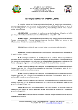 Instrução Normativa Nº 02/2011/Cspjc