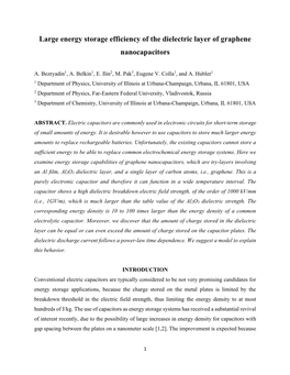 Large Energy Storage Efficiency of the Dielectric Layer of Graphene Nanocapacitors