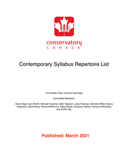 Contemporary Syllabus Repertoire List