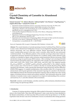 Crystal Chemistry of Carnotite in Abandoned Mine Wastes