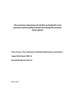 The Economic Importance of Red Deer to Scotland's Rural Economy and The