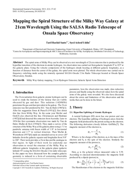 Milky Way Galaxy Mapping, 21Cm Hydrogen Emission, Galactic Spiral Arms Detection