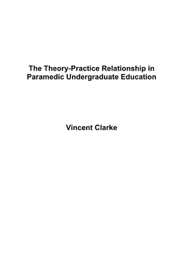 The Theory-Practice Relationship in Paramedic Undergraduate Education