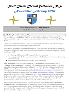 Scoil Chéile Chríostrathmore N.S. Newsletter February 2020