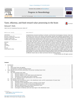 Taste, Olfactory, and Food Reward Value Processing in the Brain