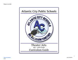 Theater Arts 2018 1 Table of Contents Acps/Updated 2018