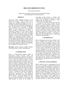 Fricative Rhotics in Nusu