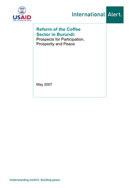 Reform of the Coffee Sector in Burundi: Prospects for Participation, Prosperity and Peace