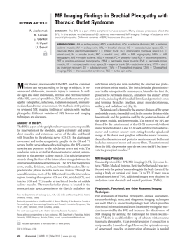 MR Imaging Findings in Brachial Plexopathy with Thoracic Outlet