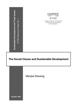 Maryke Dessing the Social Clause and Sustainable Development